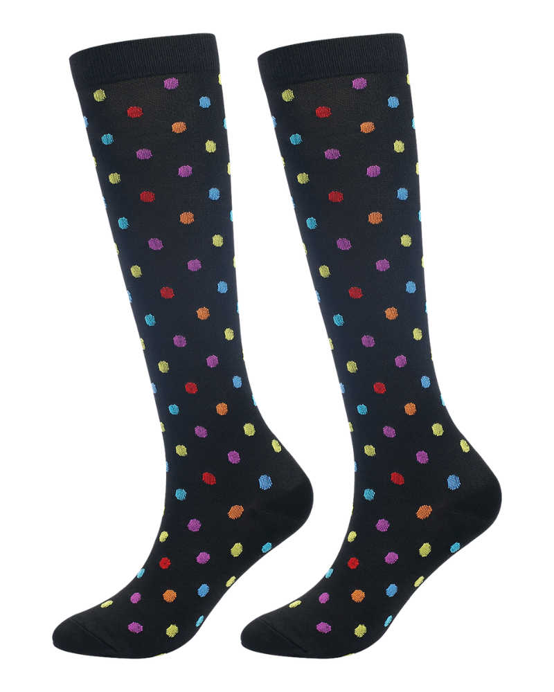 Knee-High Compression Socks - Multicolor Dots