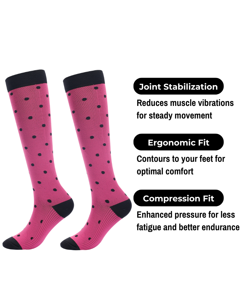 Knee-High Compression Socks - Pink Polka Dots