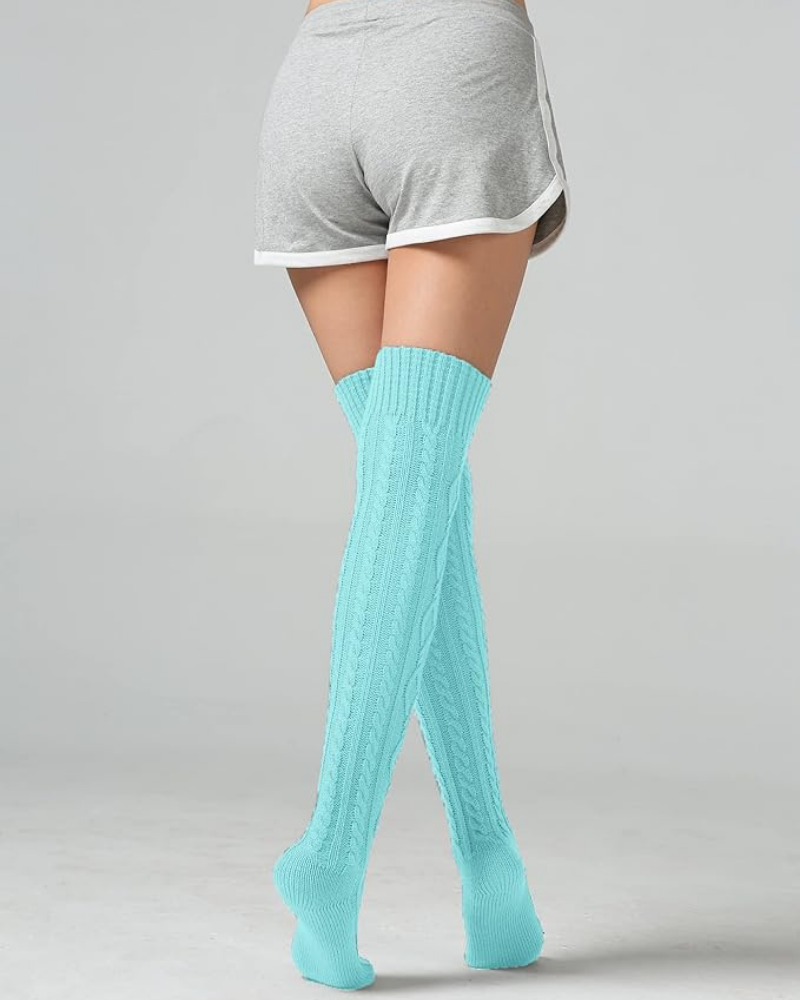 CozyWarm Knit Stockings - Tiffany Blue