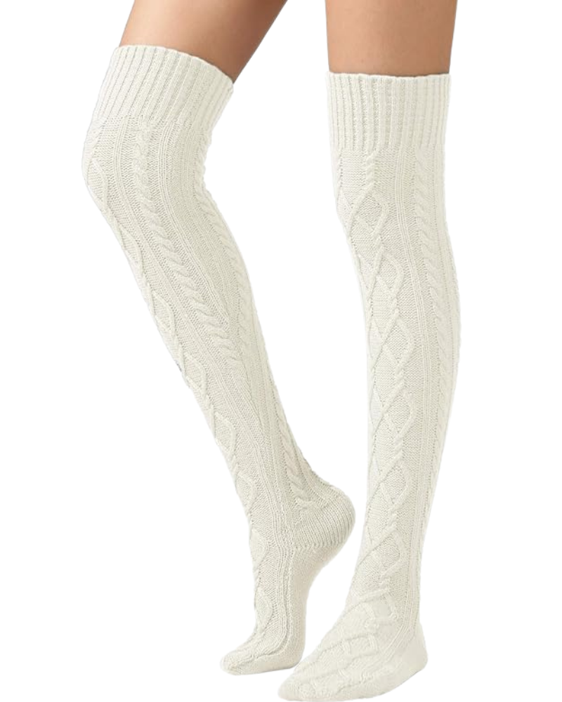 CozyWarm Knit Stockings - White