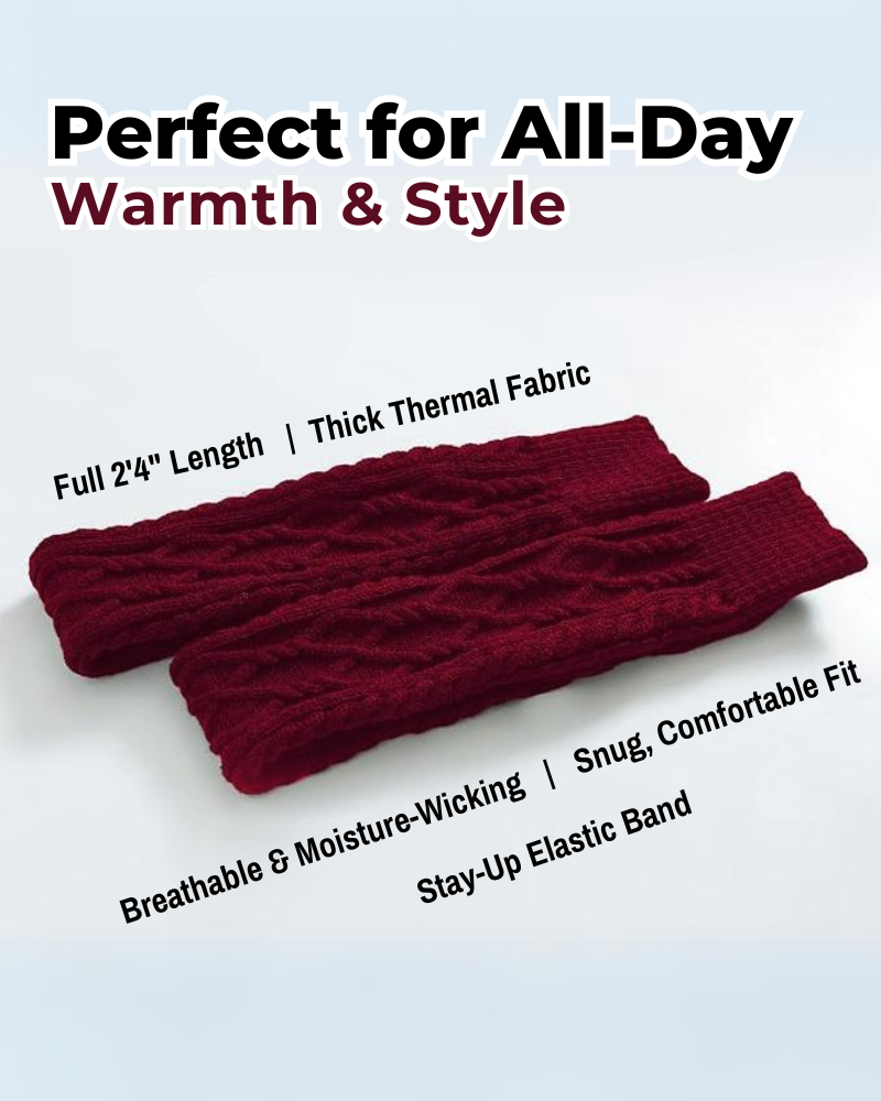 CozyWarm Knit Stockings - Wine