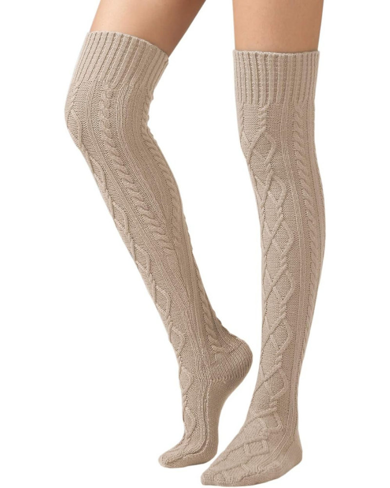 CozyWarm Knit Stockings - Brown