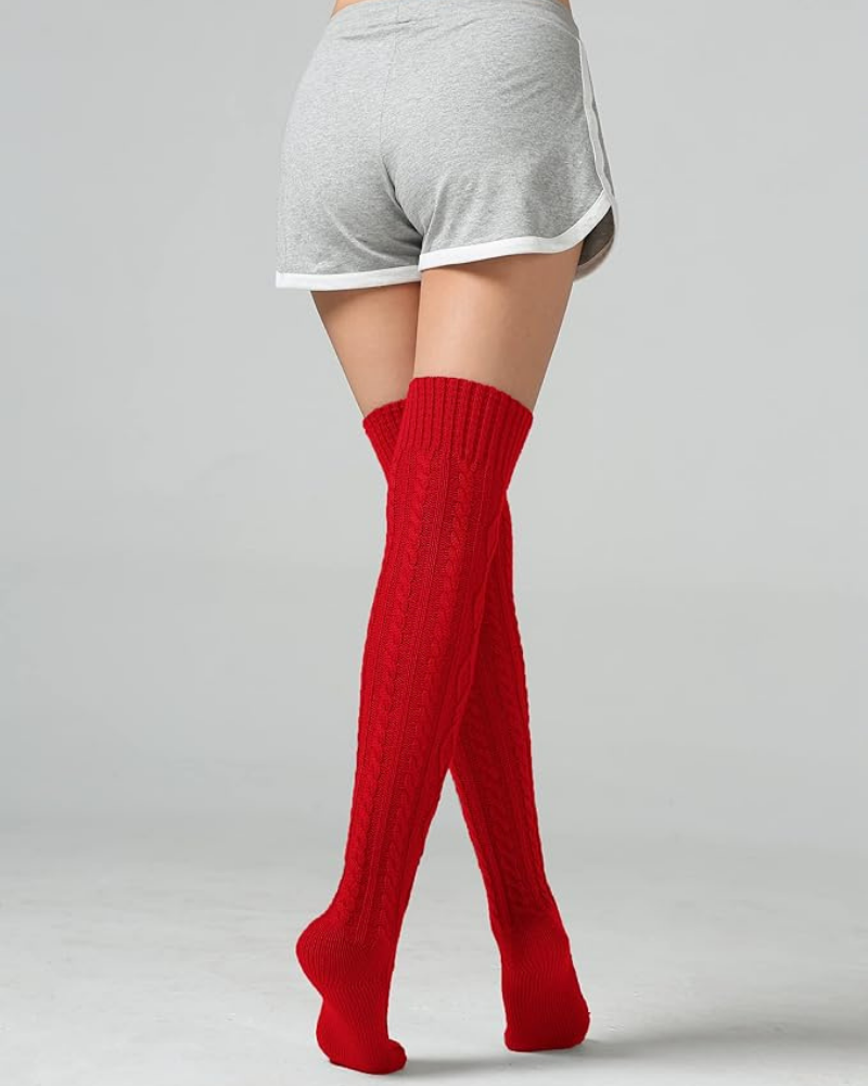 CozyWarm Knit Stockings - Red