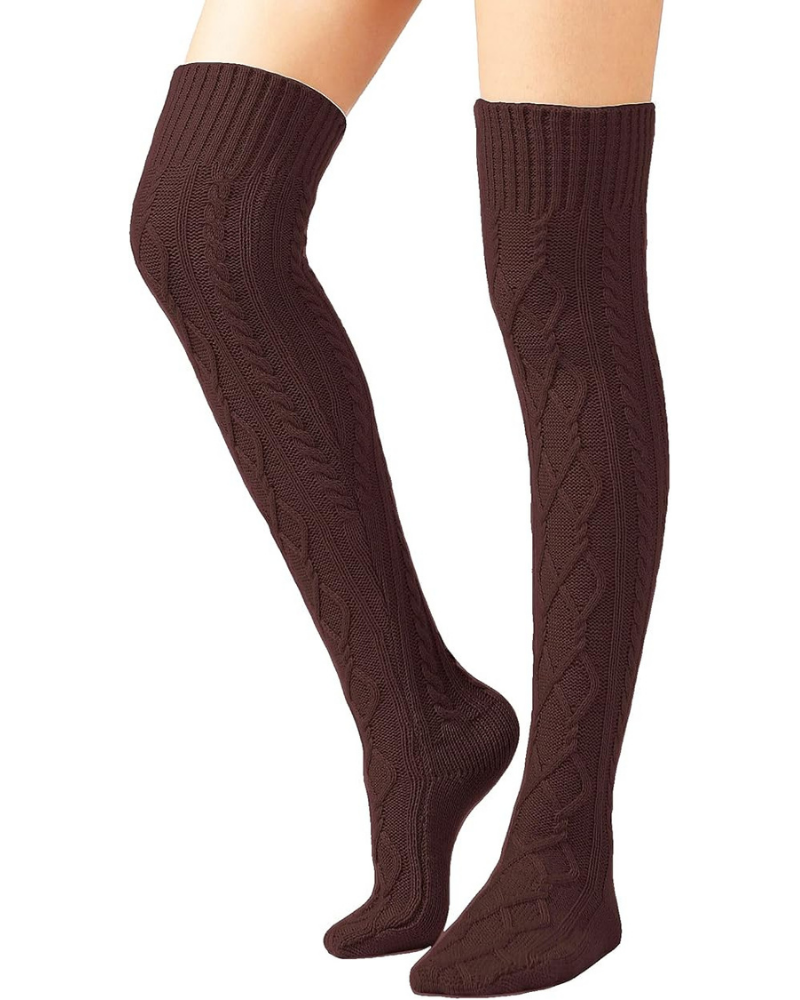 CozyWarm Knit Stockings - Coffee