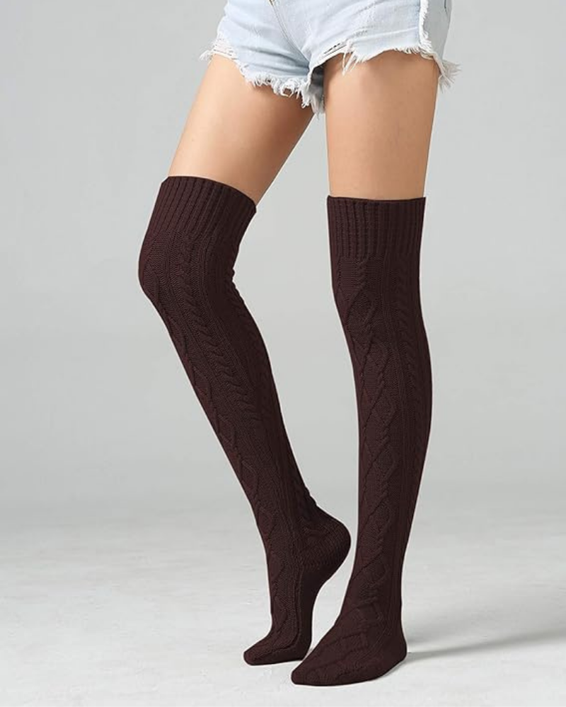 CozyWarm Knit Stockings - Coffee