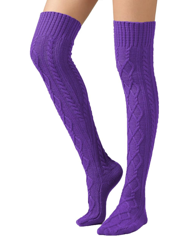 CozyWarm Knit Stockings - Purple