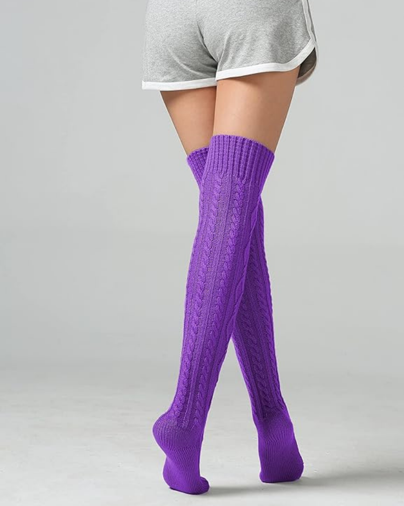 CozyWarm Knit Stockings - Purple