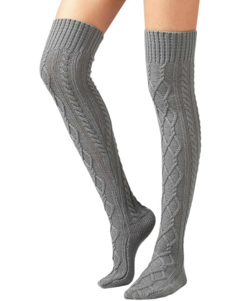 CozyWarm Knit Stockings - Grey