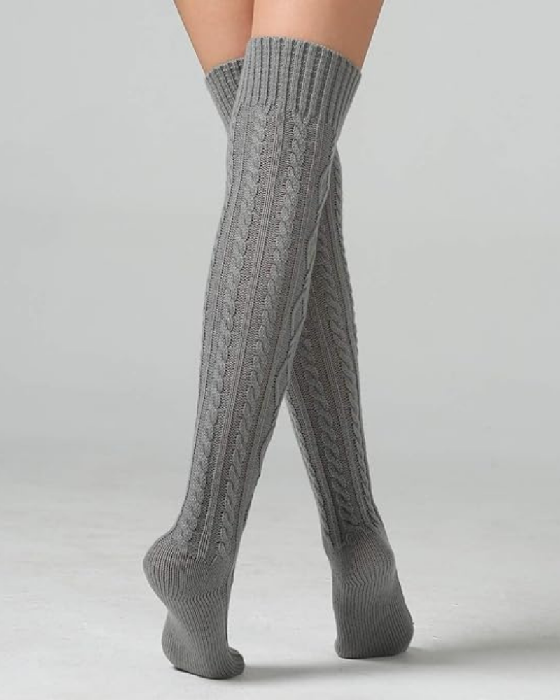 CozyWarm Knit Stockings - Grey