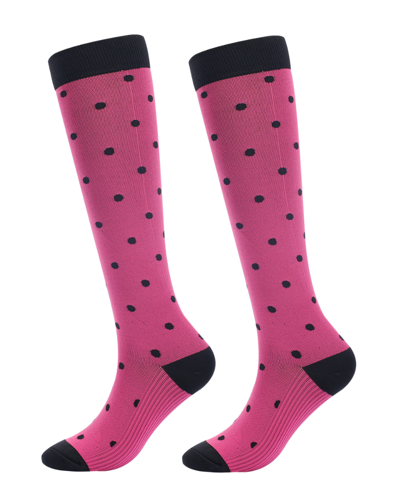 Knee-High Compression Socks - Pink Polka Dots