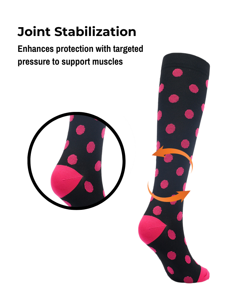 Knee-High Compression Socks - Multicolor Dots